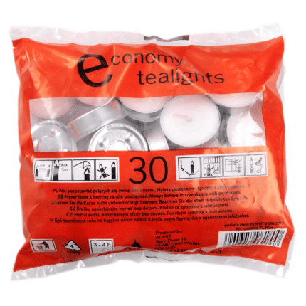 Teeküünlad valge Economy (30 tk/pk)