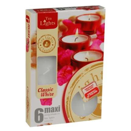 Teeküünlad Maxi Classic White (6 tk/pk)