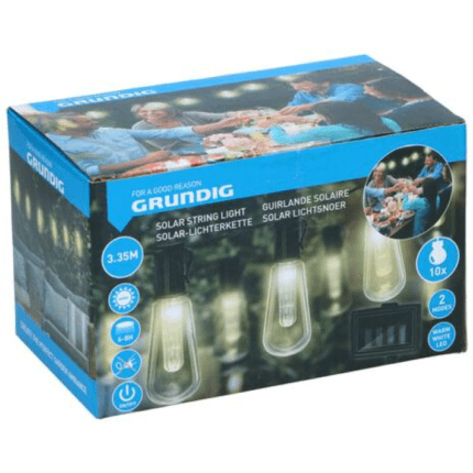 Grundig valguspirnid päikesepatareiga soe valge 10LED 3m