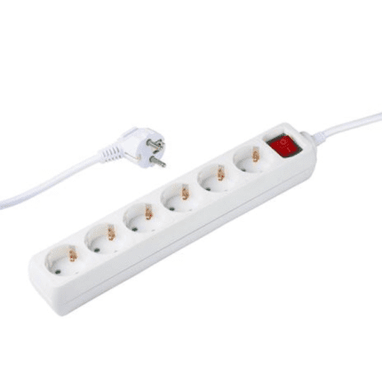 Grundig pikendusjuhe valge 6-pesaga lülitiga 1,5m