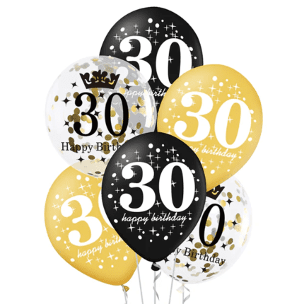 Õhupallid HB 30 must-kuldne 30cm (6 tk/pk)