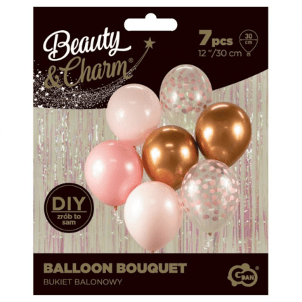 Õhupallid roosa-kuldne 30cm (7 tk/pk)