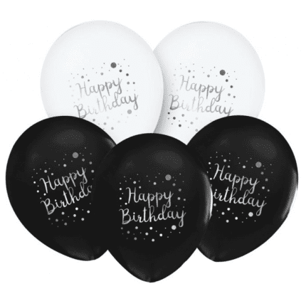 Õhupallid HB valge-must 30cm (5 tk/pk)