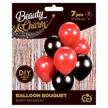 Õhupallid punane-must 30cm (7 tk/pk)