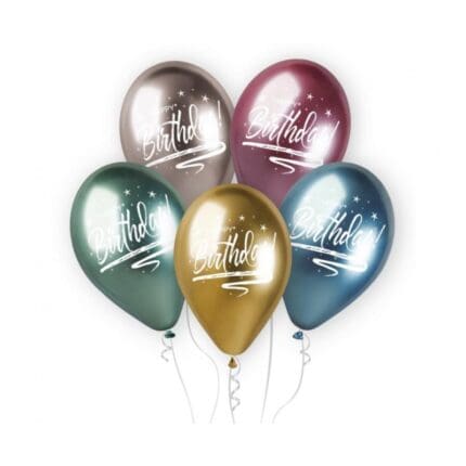 Õhupallid värviline Happy Birthday 33cm (5 tk/pk)