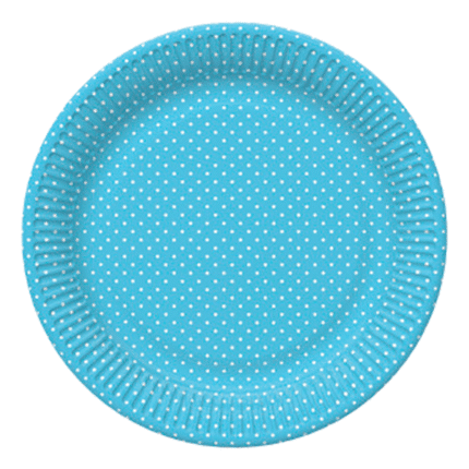 Peotaldrikud sinine valgete täppidega 23cm (8 tk/pk)