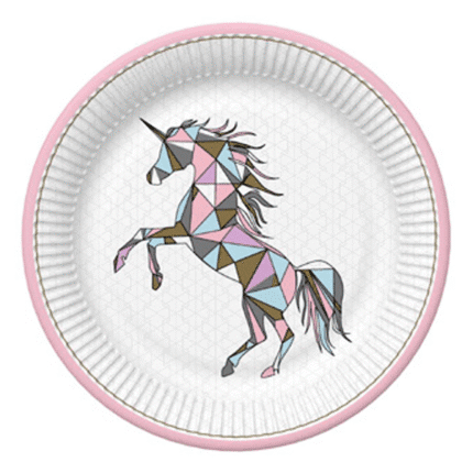 Peotaldrikud kandiline ükssarv 23cm (8 tk/pk)