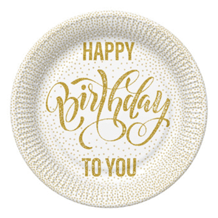 Peotaldrikud Happy Birthday To You 23cm (8 tk/pk)