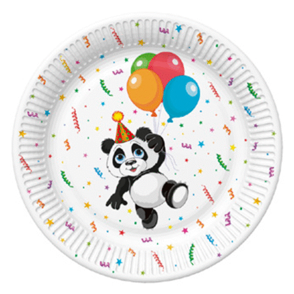 Peotaldrikud panda õhupallidega 23cm (8 tk/pk)