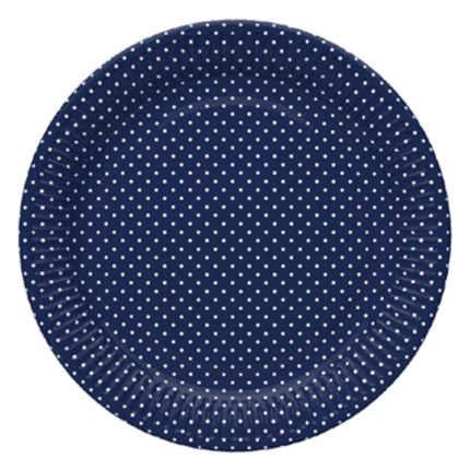 Peotaldrikud tumesinine valgete täppidega 23cm (8 tk/pk)