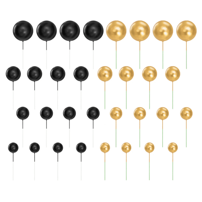 Tordikaunistused must-kuldne (32 tk/pk) - Image 1