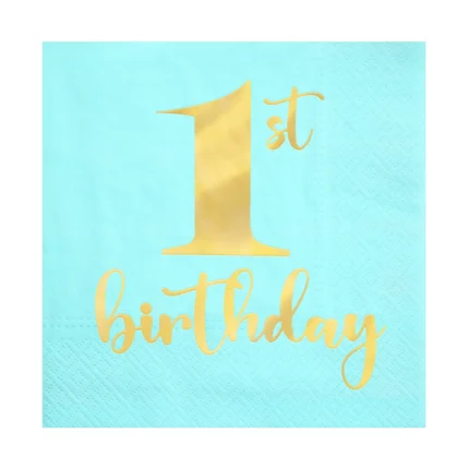Salvrätikud 1st Birthday sinine 33x33cm (10 tk/pk)
