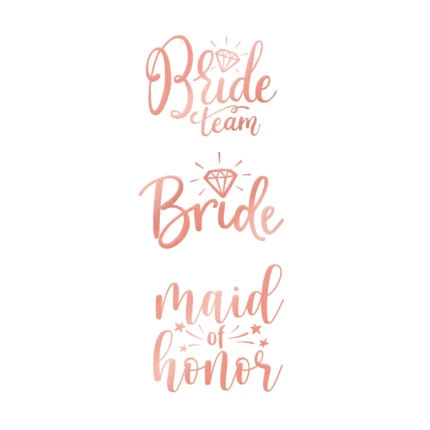 Ühekordsed tätoveeringud Bride to be roosakuld (13 tk/pk)