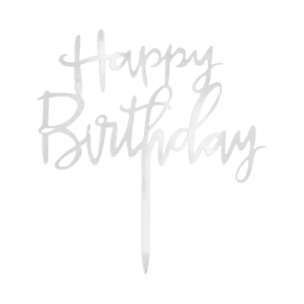 Tordikaunistus hõbedane Happy Birthday