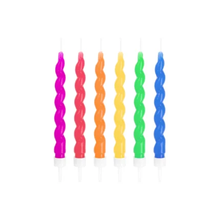 Tordiküünlad spiraalsed värvilised 8,5cm (6 tk/pk)