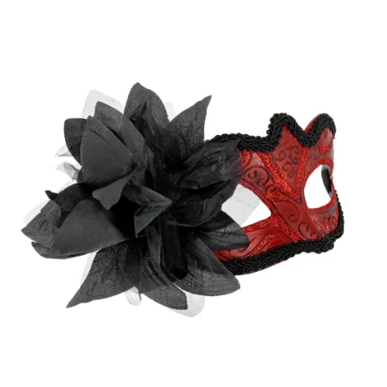 Karnevalimask punane lillega 15x7,5cm