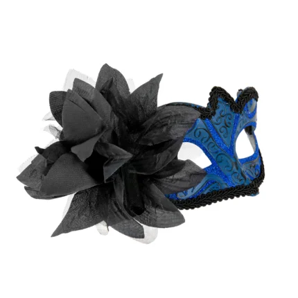 Karnevalimask sinine lillega 15x7,5cm