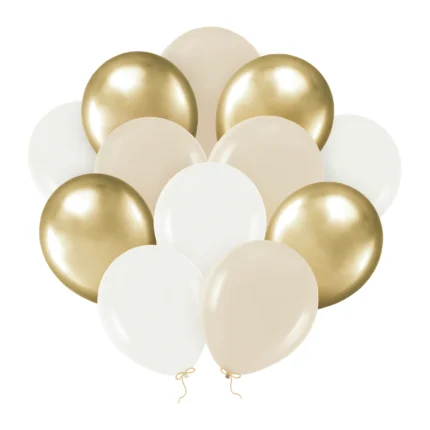 Õhupallid beez-valge-kuldne 30cm (12 tk/pk)