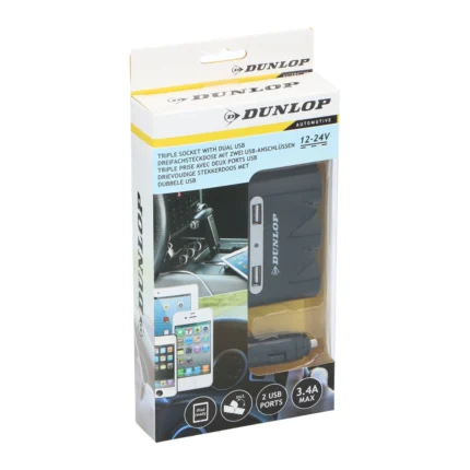 Dunlop autopistikud 3x12-24v, 2xUSB
