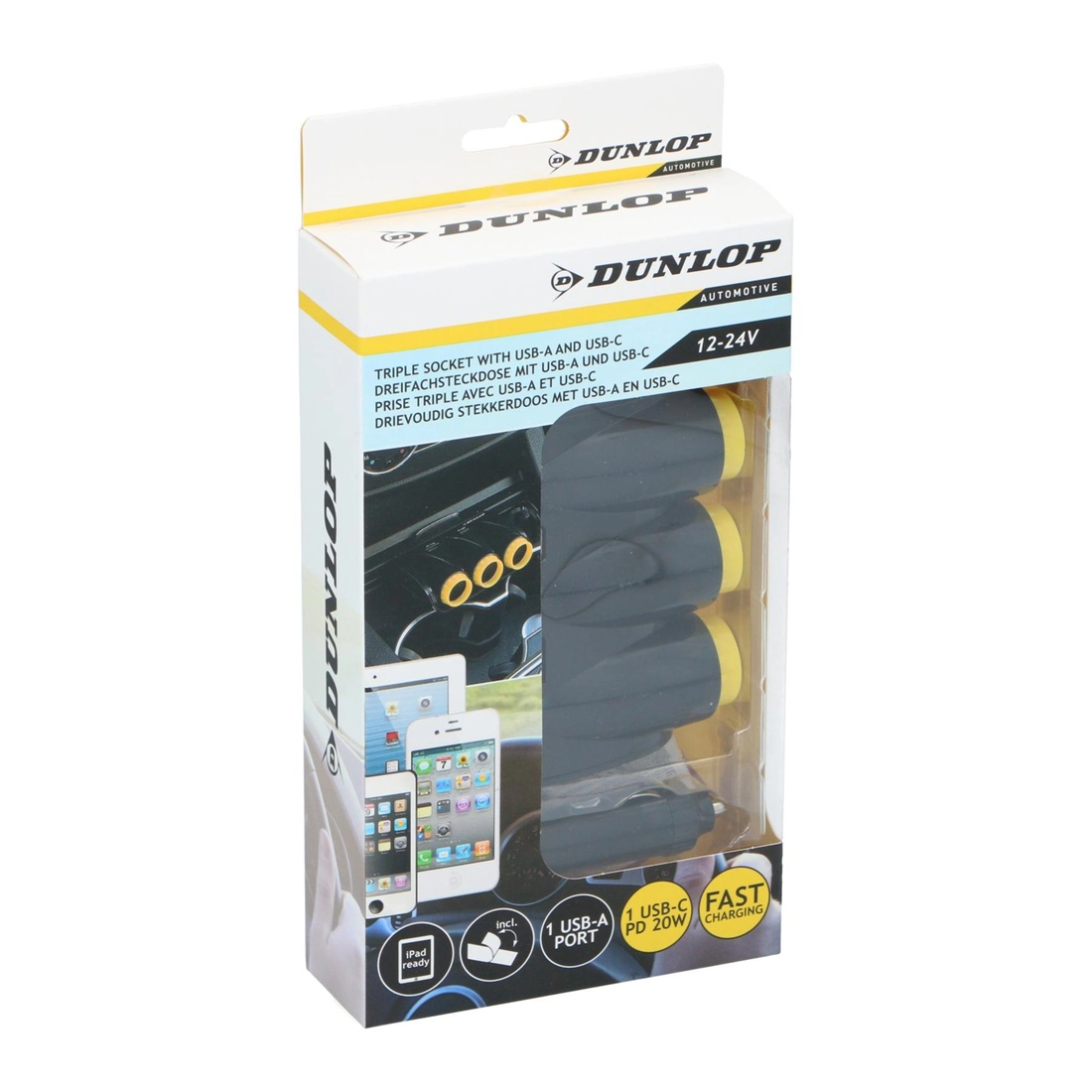 8711252241241-1.webp Dunlop autopistikud 12/24V USB-A/USB-C - Pilt 1