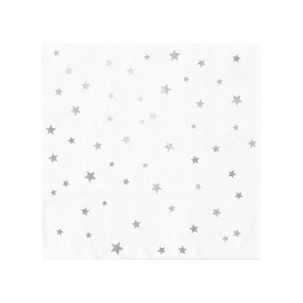 Salvrätikud tähekestega valge-hõbedane 33x33cm (10 tk/pk)