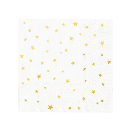 Salvrtäikud tähekestega valge-kuldne 33x33cm (10 tk/pk)