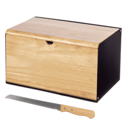 Brunbeste leivakast must koos noaga 35x22x19,5cm 2697
