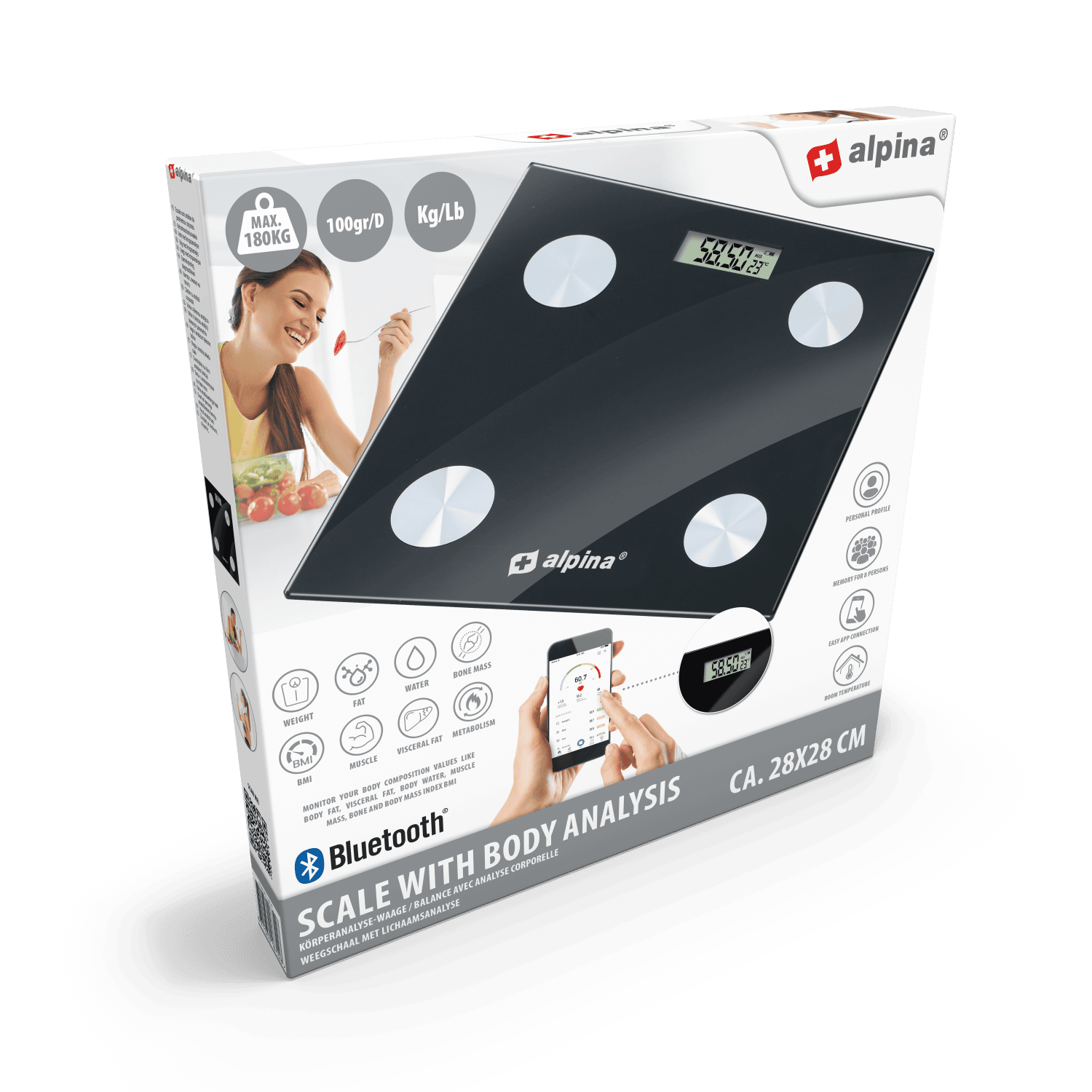 8711252187228-1.png Alpina kehakaal Bluetooth 180kg - Pilt 1