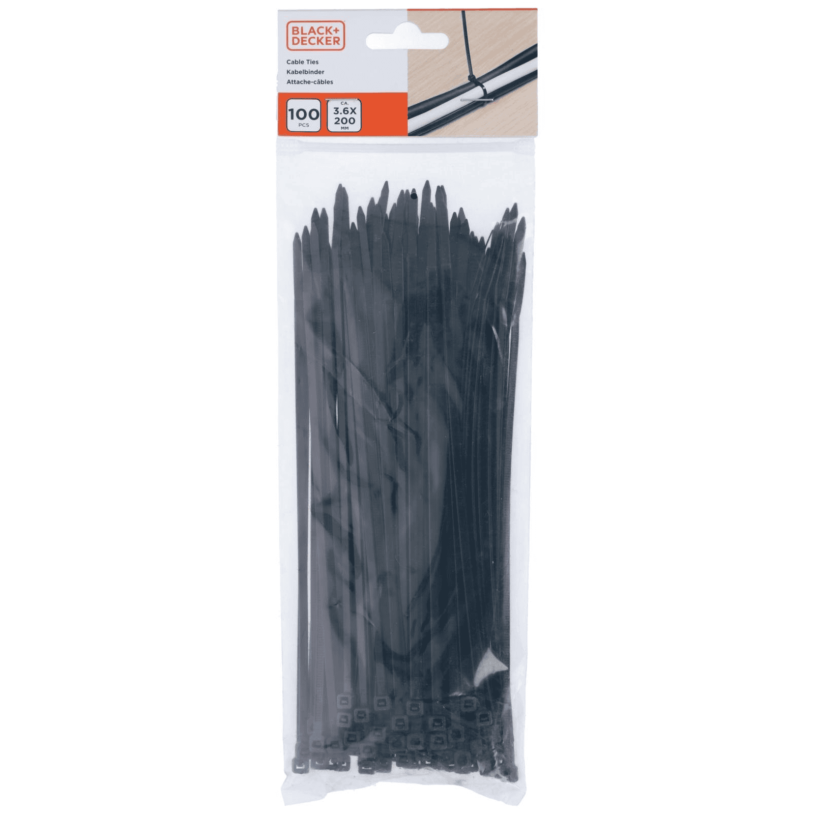 8711252239828-1.png Black+Decker kaablisidemed must 3,6x200mm (100 tk/pk) - Pilt 1