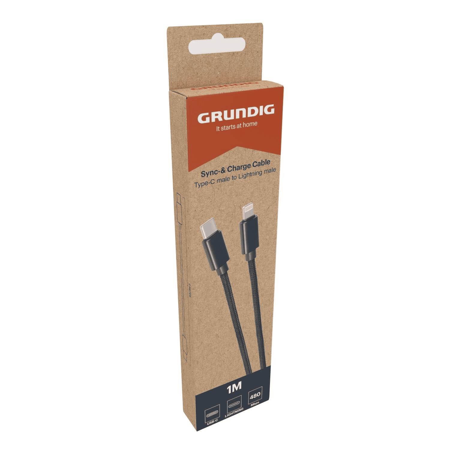 8711252351186-1.png Grundig laadimiskaabel USB-C Lightning must 1m - Pilt 1